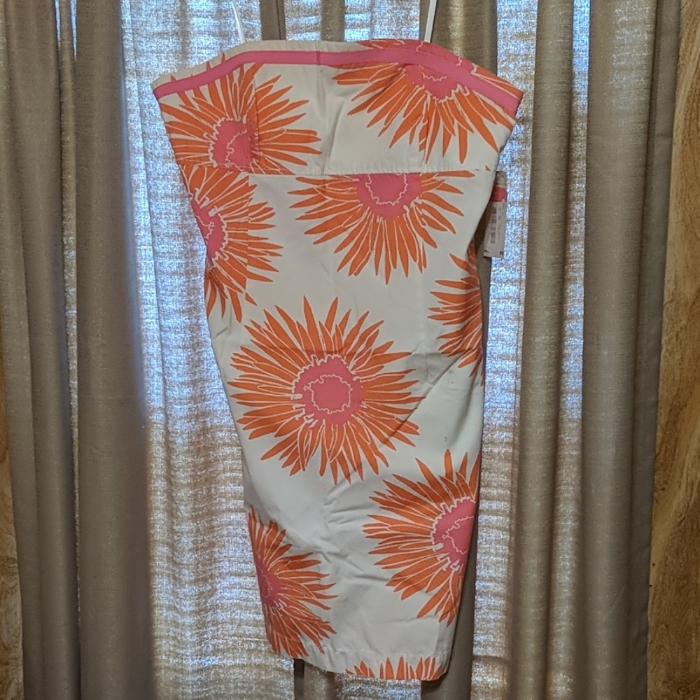 Strapless flower print dress